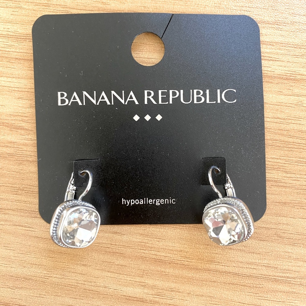 Rctangle earnings with pave hoop details.
